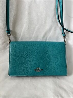 Coach Leather Blue Pebbled Crossbody